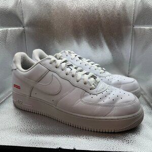 Size 12 Nike Air Force 1 Low Supreme Mens White Athletic Sneaker CU9225-100